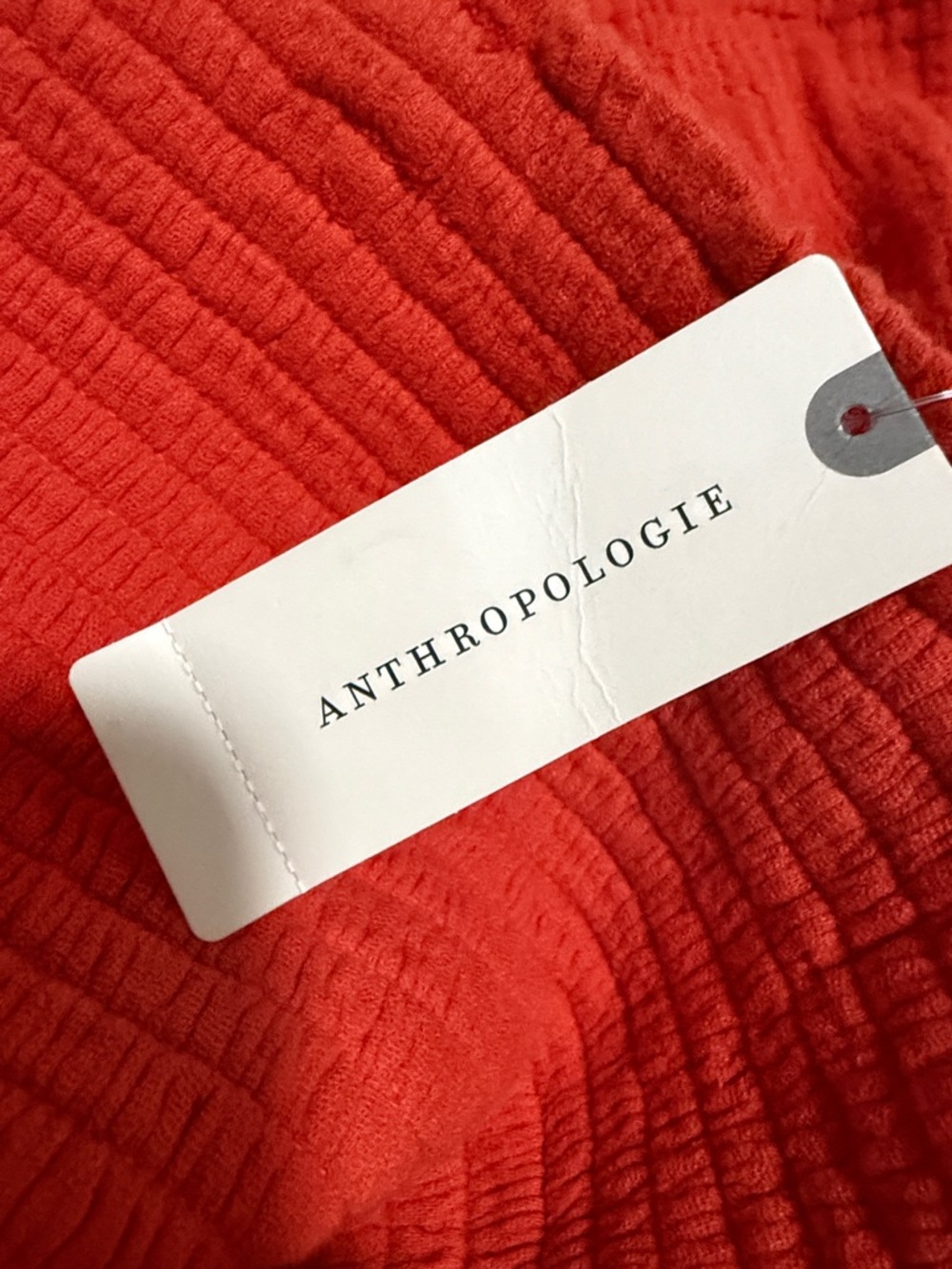 Anthropologie Coral-Red Textured Sleeveless Ruched Backing Jumpsuit - Picture 3 of 10